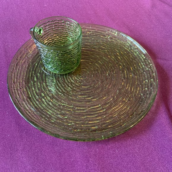 VINTAGE Glass Snack Plate & Cup Set Soreno by ANCHOR HOCKING - Picture 1 of 4